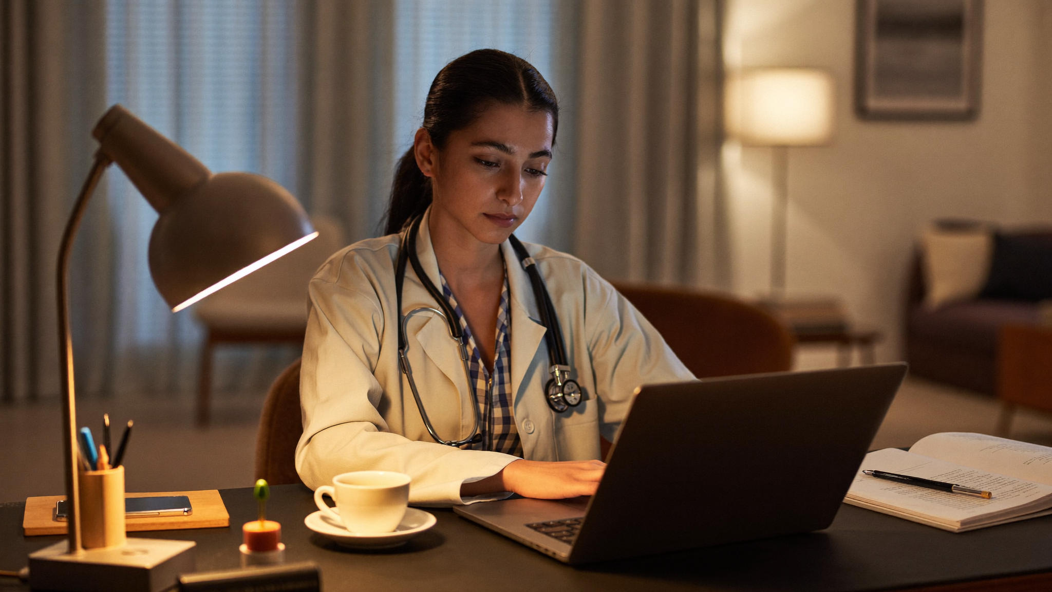 Doctor working from home